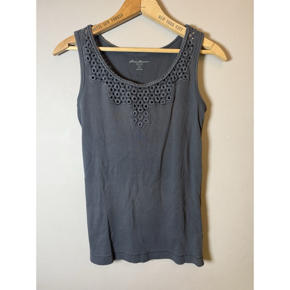 Eddie Bauer women's Small dark gray ribbed textured front tank top - Picture 1 of 4